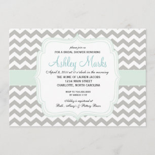 Lite Blue and Grey Chevron Invitation