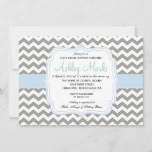 Lite Blue and Grey Chevron Invitation