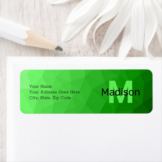 Lite green gradient geometry mesh pattern Monogram (Insitu)