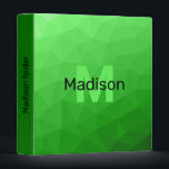Lite green gradient geometry mesh pattern Monogram Binder<br><div class="desc">Monogram Personalize with your custom initial and name. 
Light green gradient geometric mesh pattern bright triangles ombre. 
Triangle geometric mesh with light dark green ombre gradient. 
pattern,  ombre,  mesh,  triangles,  geometry,  geometric,  gradient,  cool,  triangle,  green</div>