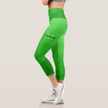 Lite green gradient geometry mesh pattern Monogram Capri Leggings<br><div class="desc">Monogram Personalize with your custom initial and name. 
Light green gradient geometric mesh pattern bright triangles ombre. 
Triangle geometric mesh with light dark green ombre gradient. 
pattern,  ombre,  mesh,  triangles,  geometry,  geometric,  gradient,  cool,  triangle,  green</div>