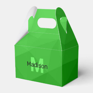 Lite green gradient geometry mesh pattern Monogram Favor Box