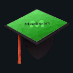 Lite green gradient geometry mesh pattern Monogram Graduation Cap Topper<br><div class="desc">Monogram Personalize with your custom initial and name. 
Light green gradient geometric mesh pattern bright triangles ombre. 
Triangle geometric mesh with light dark green ombre gradient. 
pattern,  ombre,  mesh,  triangles,  geometry,  geometric,  gradient,  cool,  triangle,  green</div>