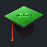 Lite green gradient geometry mesh pattern Monogram Graduation Cap Topper<br><div class="desc">Monogram Personalize with your custom initial and name. 
Light green gradient geometric mesh pattern bright triangles ombre. 
Triangle geometric mesh with light dark green ombre gradient. 
pattern,  ombre,  mesh,  triangles,  geometry,  geometric,  gradient,  cool,  triangle,  green</div>