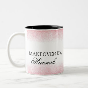 Lite Pink Glitter Beauty Salon Two-Tone Coffee Mug