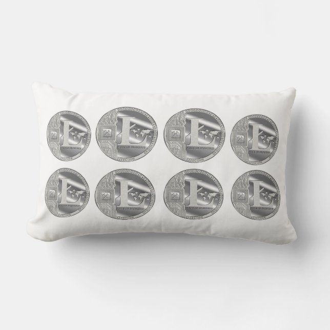 Litecoin  and Bitcoin pillow. Lumbar Pillow (Front)