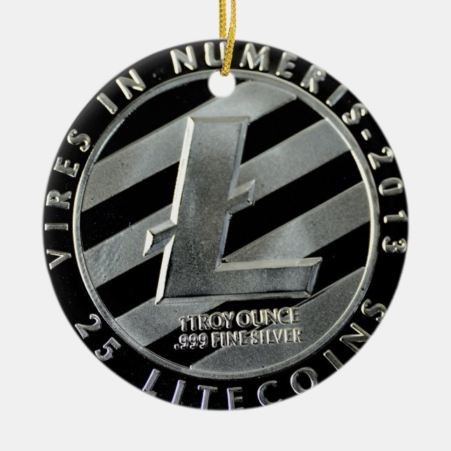 litecoin Coins Ceramic Ornament (Front)