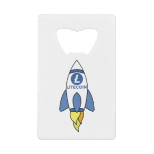 Litecoin To The Moon Rocket Credit Card Bottle Opener