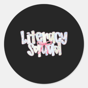 Literacy Squad Coquette Back To School Librarian S Classic Round Sticker