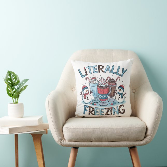 Literally Freezing Christmas Throw Pillow (Chair)