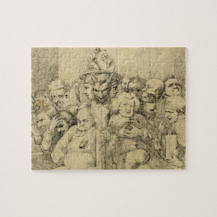 Literary Characters Assembled Around the Medallion Jigsaw Puzzle