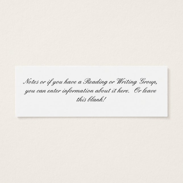 Literary Chick Bookmark to Customize (Back)