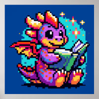 Literary Dragon: 8-Bit Bookworm Fantasy
