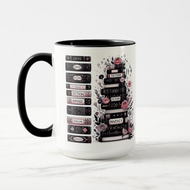 Literary Lover Ceramic Mug, Crime Fiction Romance  Mug (Left)