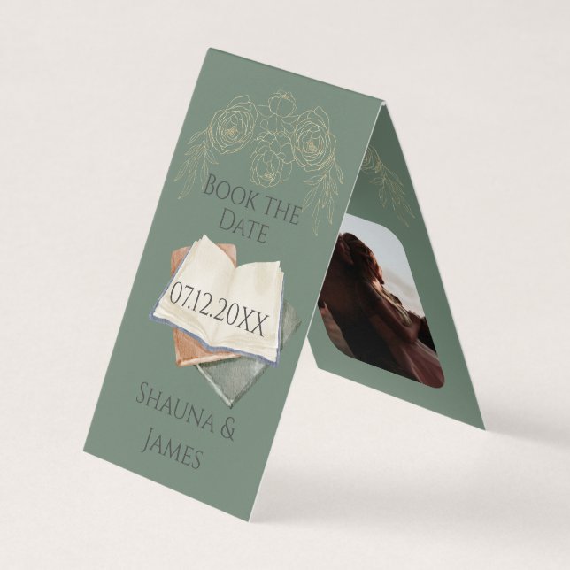 Literary Themed Bookmark Save the Date Cards (Front)