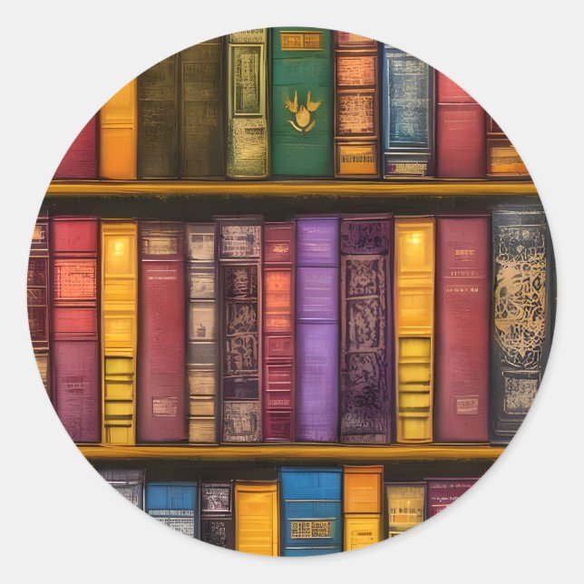 Literary Treasures - Classic Old Books Classic Round Sticker (Front)