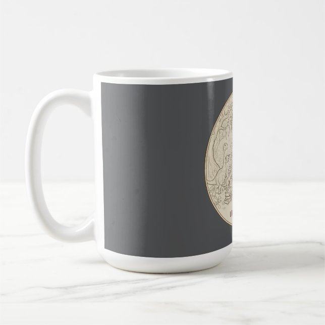 Literature Is Prehistoric Fun – Cute Dinosaur Coffee Mug (Left)