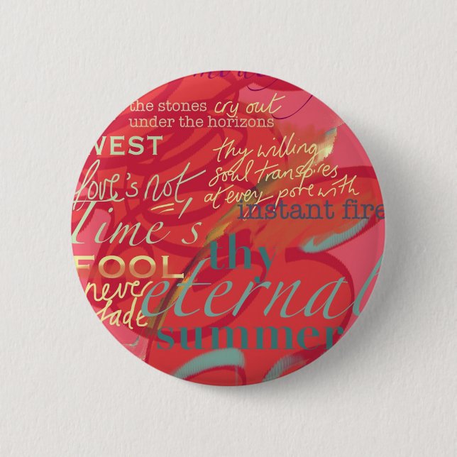 Literature Quotes Love Poetry Shakespeare Pink 2 Inch Round Button (Front)