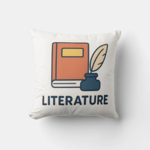 Literature Subject Sticker – Book & Quill Throw Pillow