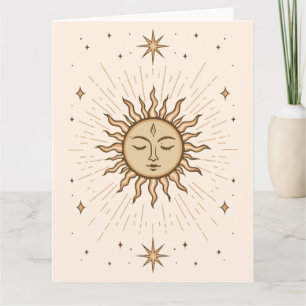 Litha Celestial Sun Face Summer Solstice Art Card