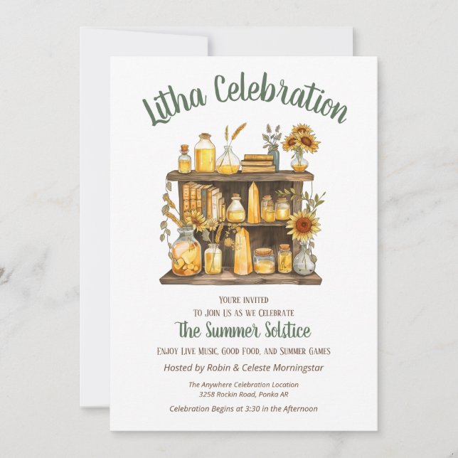 Litha Summer Solstice Apothecary Shelf Invitation (Front)