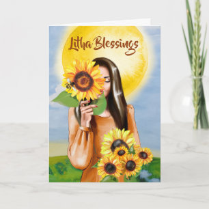 Litha Summer Solstice Sunflower Carte de vacances