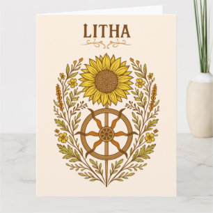 Litha Sunflower Wheel Summer Solstice Celestial  Card