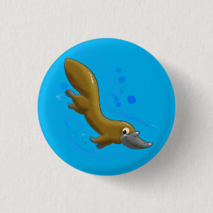 Lithe Little Cartoon Platypus 1 Inch Round Button