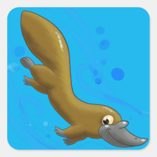 Lithe Little Cartoon Platypus Square Sticker