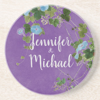 Lithograph Modern Plain Calligraphy Name Floral Coaster