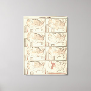 lithographed maps of denominational statistics canvas print