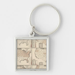 lithographed maps of denominational statistics keychain