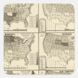 lithographed maps of United States Square Sticker