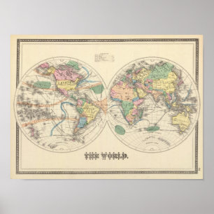 Lithographed World Map Poster