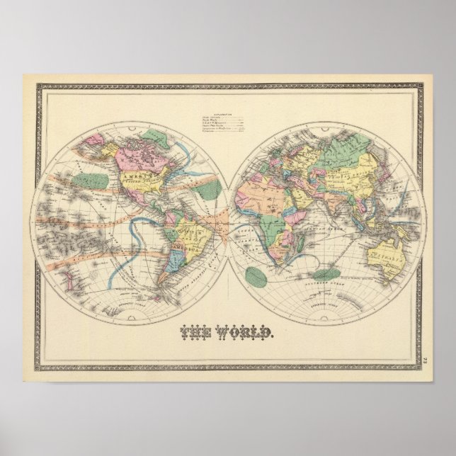 Lithographed World Map Poster (Front)