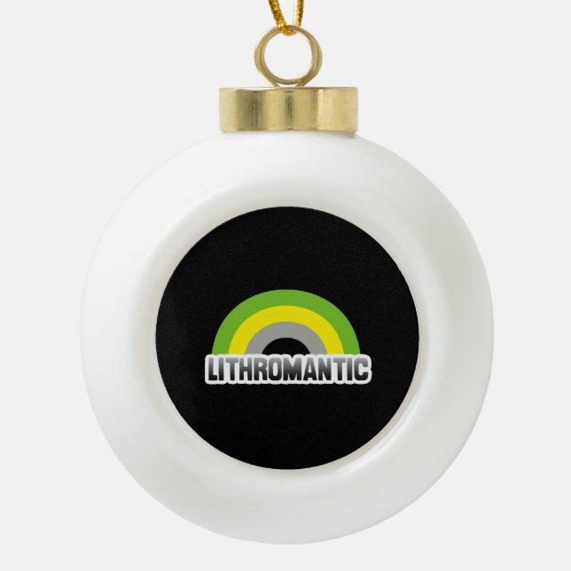 Lithromantic Pride Ceramic Ball Christmas Ornament (Front)