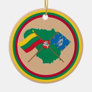 Lithuania and Alytus County Flags, Arms, Map Ceramic Ornament