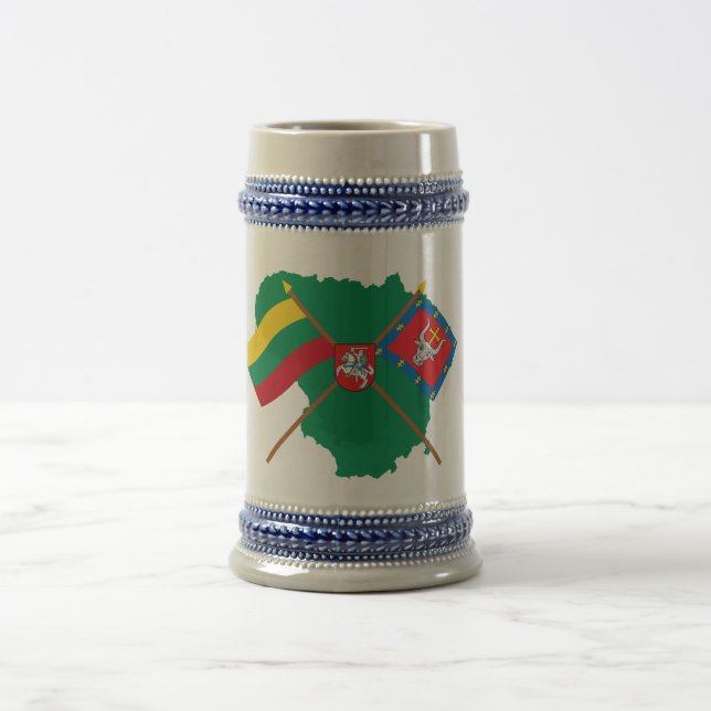 Lithuania and Kauno County Flags, Arms, Map Beer Stein (Center)