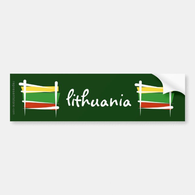 Lithuania Brush Flag Bumper Sticker (Front)