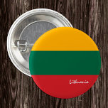 Lithuania button, patriotic Lithuanian Flag 1 Inch Round Button<br><div class="desc">Buttons: Patriotic Lithuania & Lithuanian Flag - love my country,  travel,  holiday,  national patriots / sports fans</div>