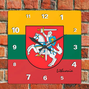 Lithuania Clock, patriotic home, Lithuanian Flag Square Wall Clock