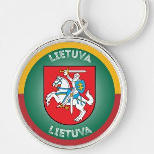 Lithuania Coat of Arms (Vytis) Circle Shape Keychain