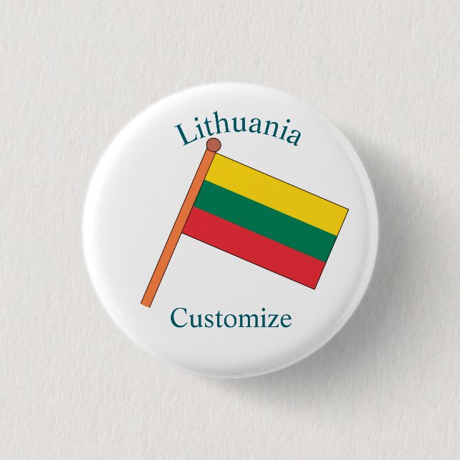 Lithuania Country Flag Thunder_Cove 1 Inch Round Button (Front)