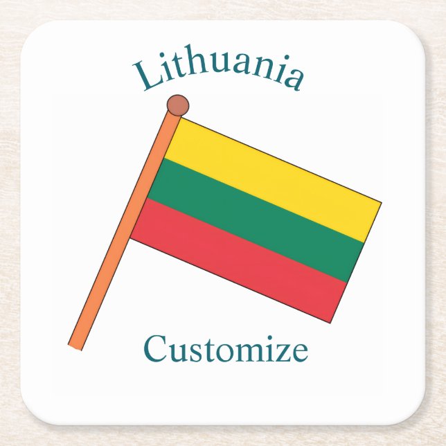 Lithuania Country Flag Thunder_Cove Square Paper Coaster (Front)