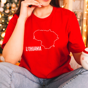 Lithuania Country Map Lithuanian Land Area Outline T-Shirt