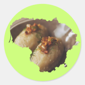 Lithuania Country Outline With Potato Dish Classic Round Sticker