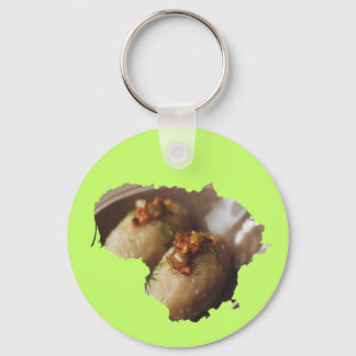 Lithuania Country Outline With Potato Dish Keychain