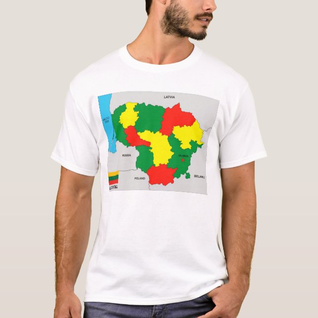 lithuania country political black map flag T-Shirt (Front)