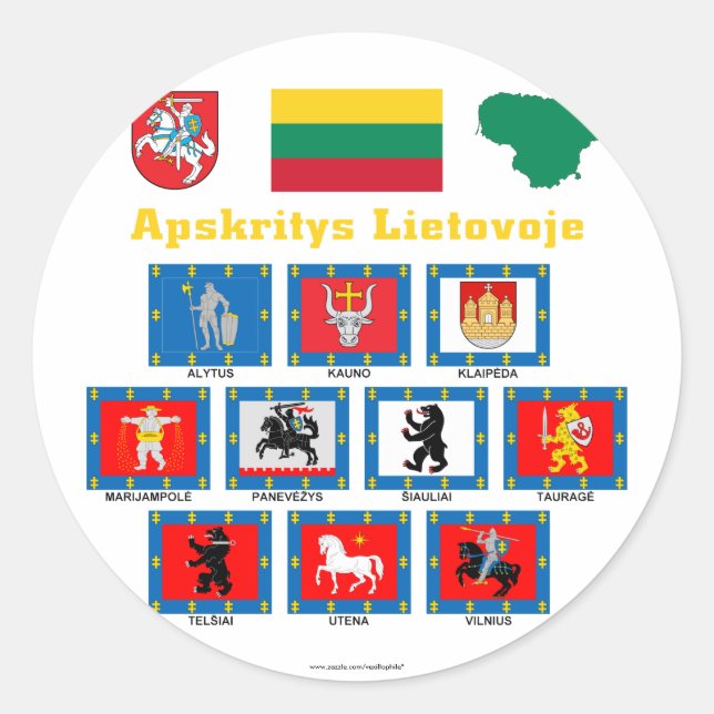 Lithuania County Flags Classic Round Sticker (Front)