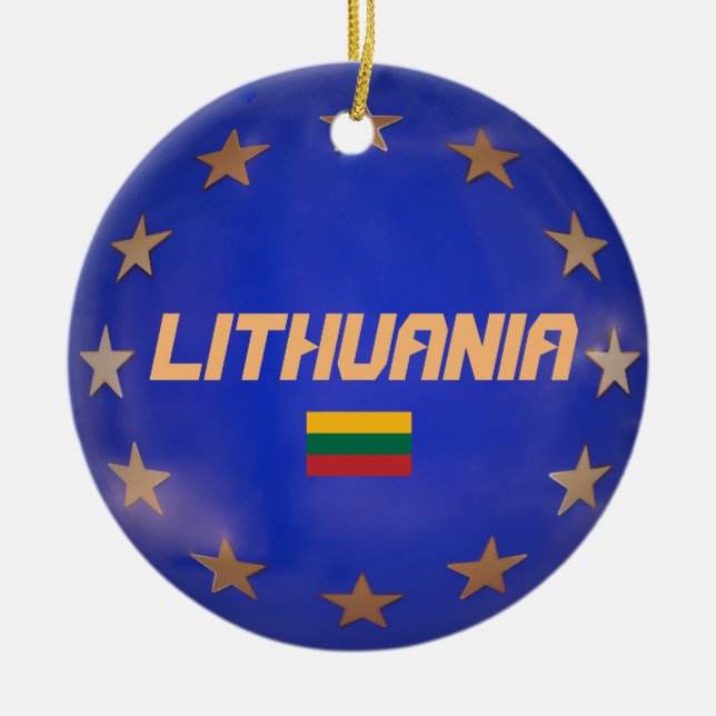 Lithuania E.U. Flag Christmas Ornaments (Front)